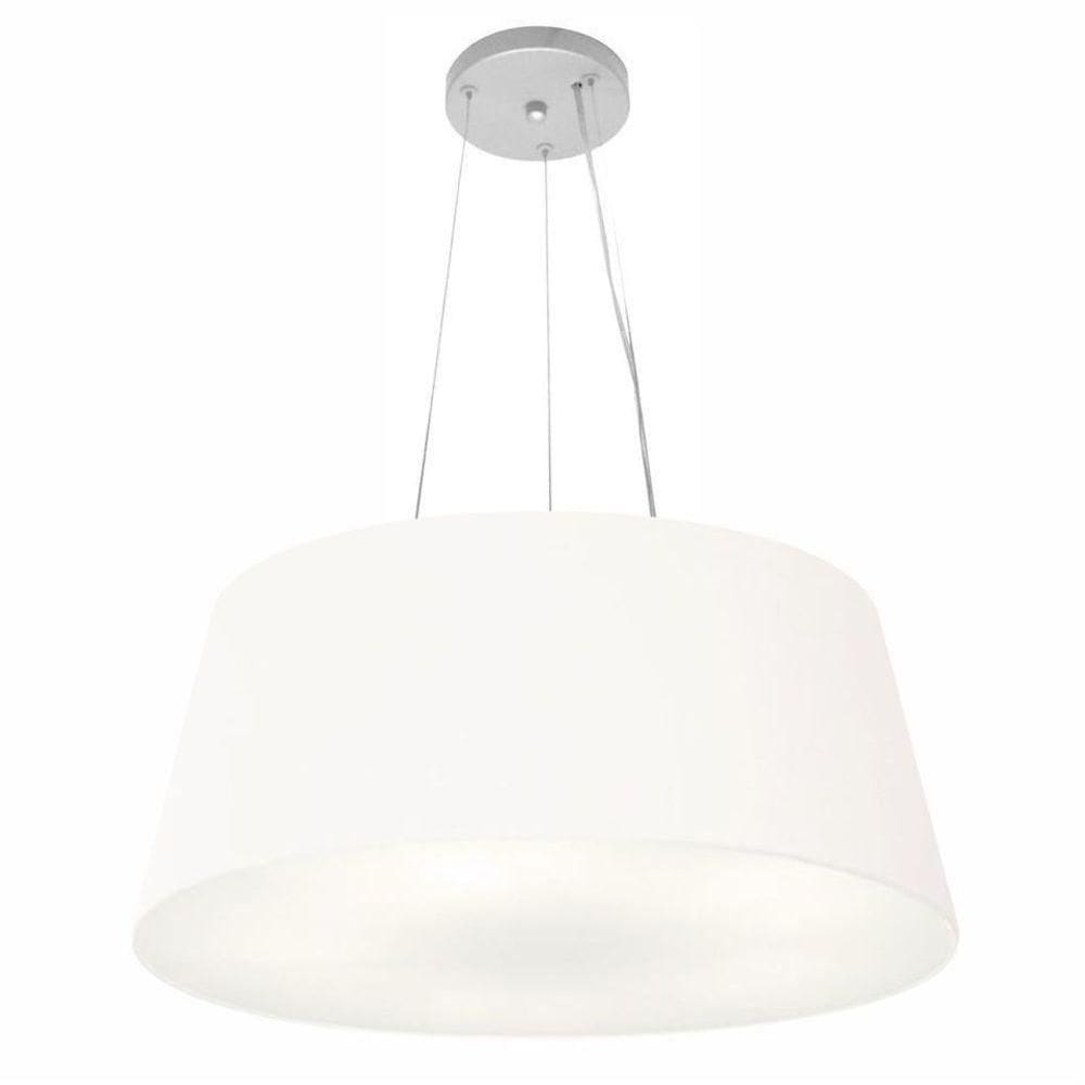 Lustre Pendente Cone Vivare Md-4062 Cúpula Em Tecido 25/60x50cm - Bivolt Branco 127/220v