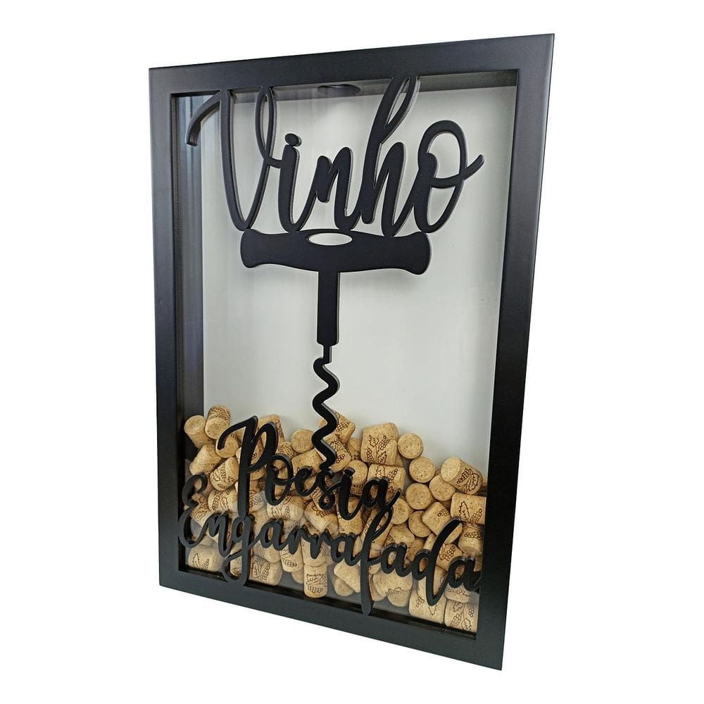 Quadro Porta Rolhas De Vinho - Poesia Engarrafada - 150Un