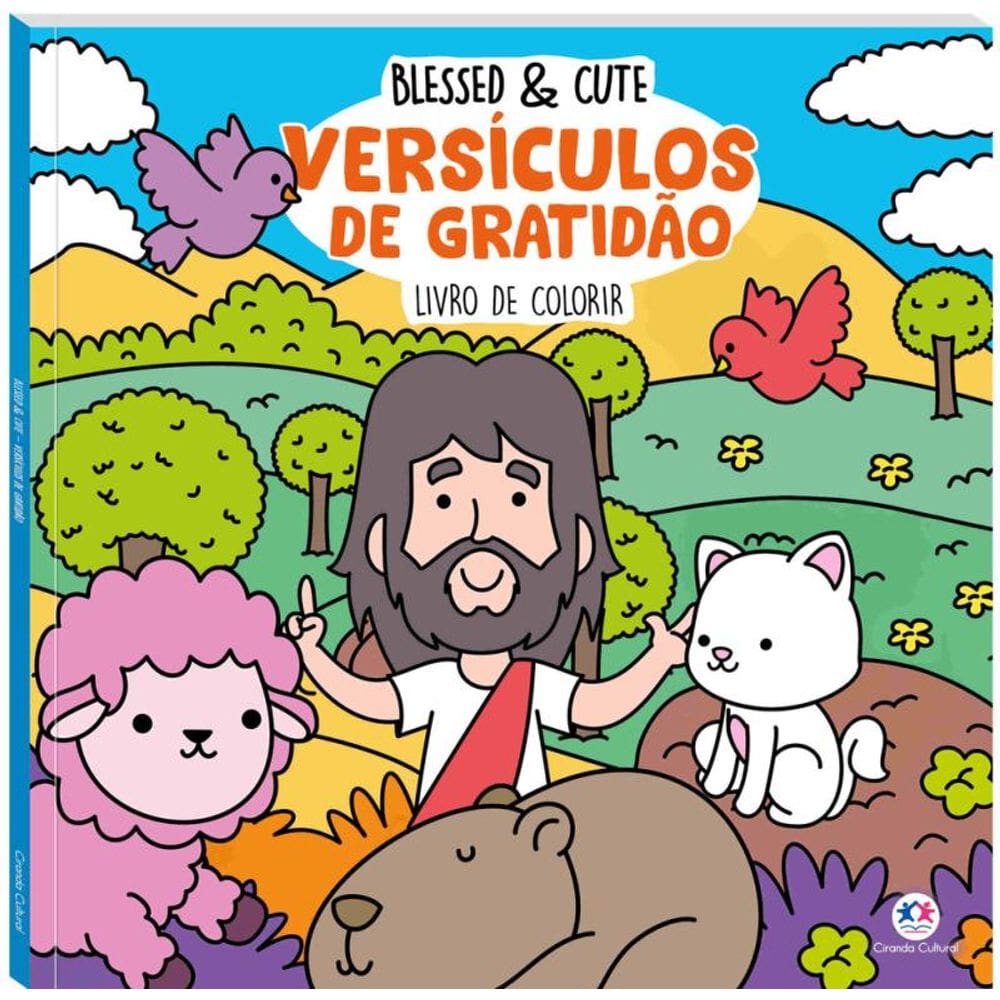 Blessed e Cute - Versículos de Gratidão Para Colorir
