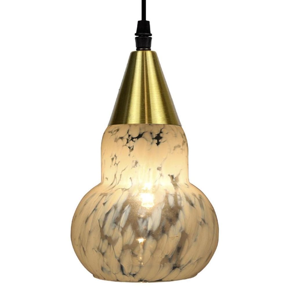Lustre Pendente Taschibra Verona Transparente Leitoso Ouro