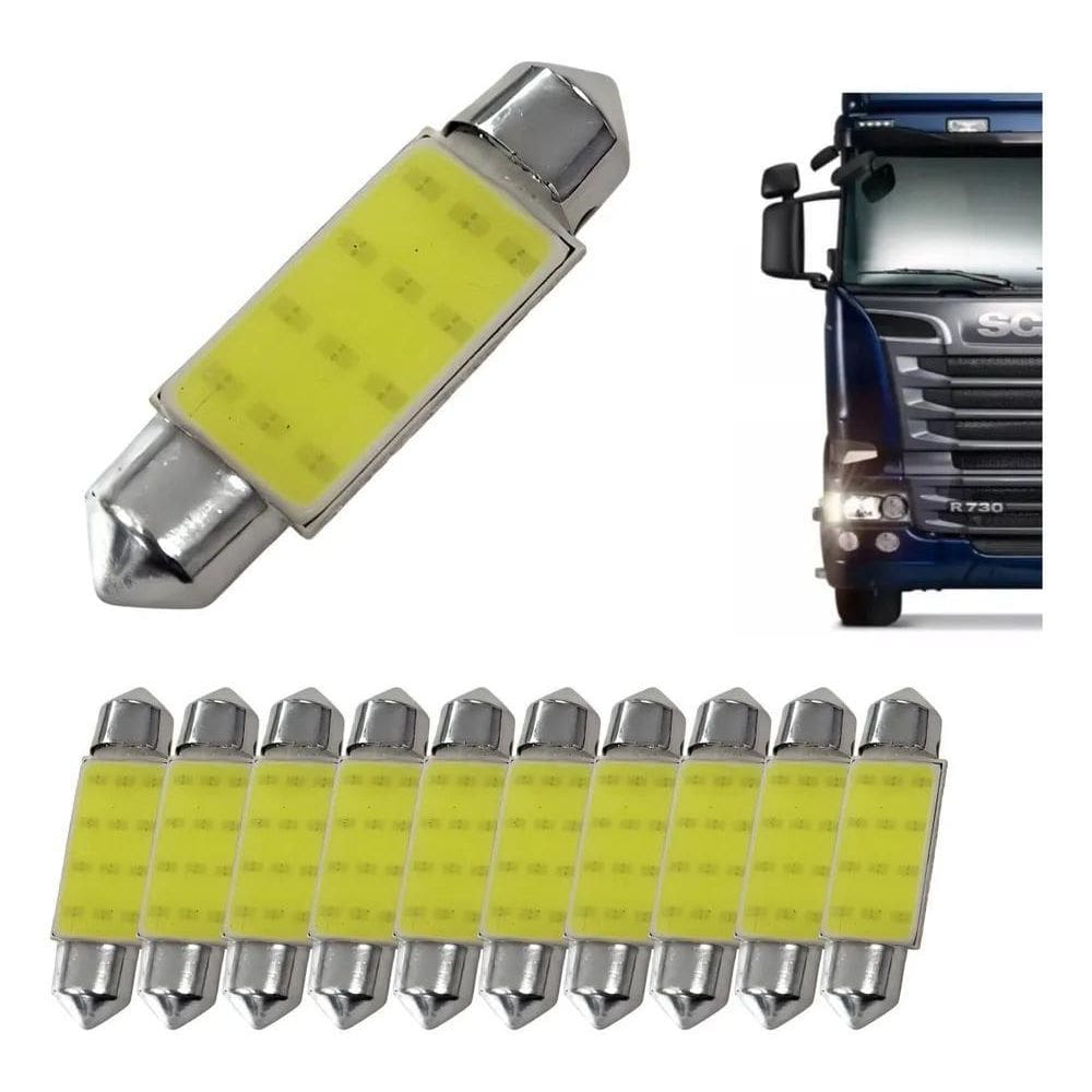 2X Kit 10 Lampada Torpedo Cob Led 31 36 39 41 Mm 24V