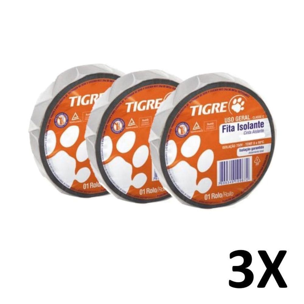 Kit 3 Fita Isolante Retardante Chamas 18Mmx10M Tigre
