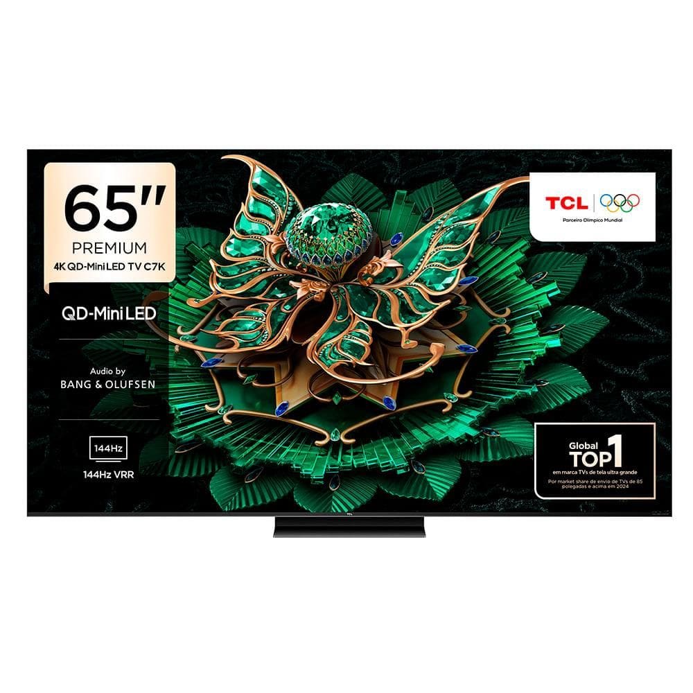 Smart TV TCL QD-Mini LED 4K 65” Polegadas com Google Assistente, Dolby Vision IQ e Wi-Fi - 65C7K