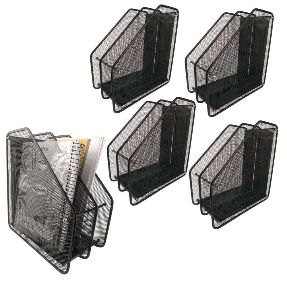 Porta Arquivo Duplo Pasta Organiza Revista Doc Preto Kit 5Un