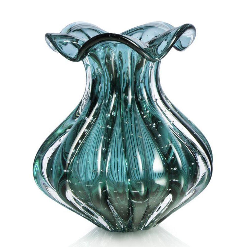 Vaso Trouxinha Em Cristal Murano Esmeralda - São Marcos 21Cm