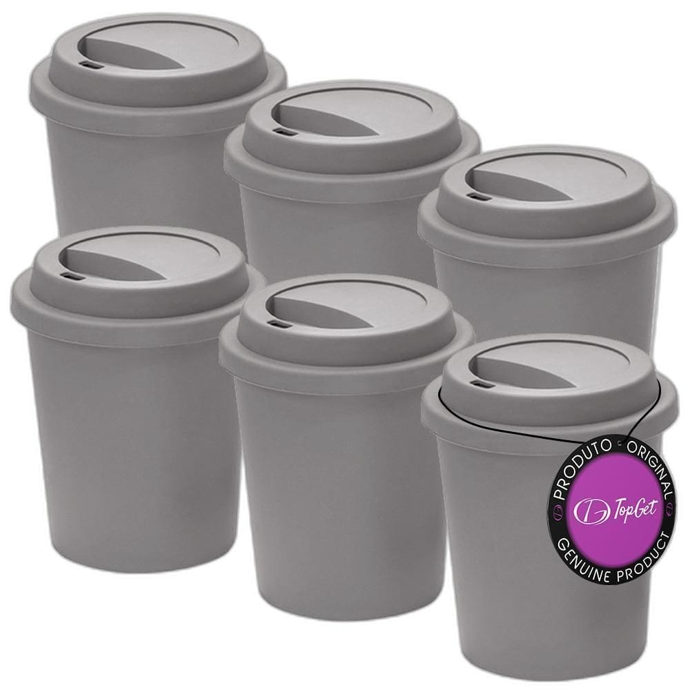 Kit 6X Copos Para Viagem 350 Ml Nepal Topget - Cinza