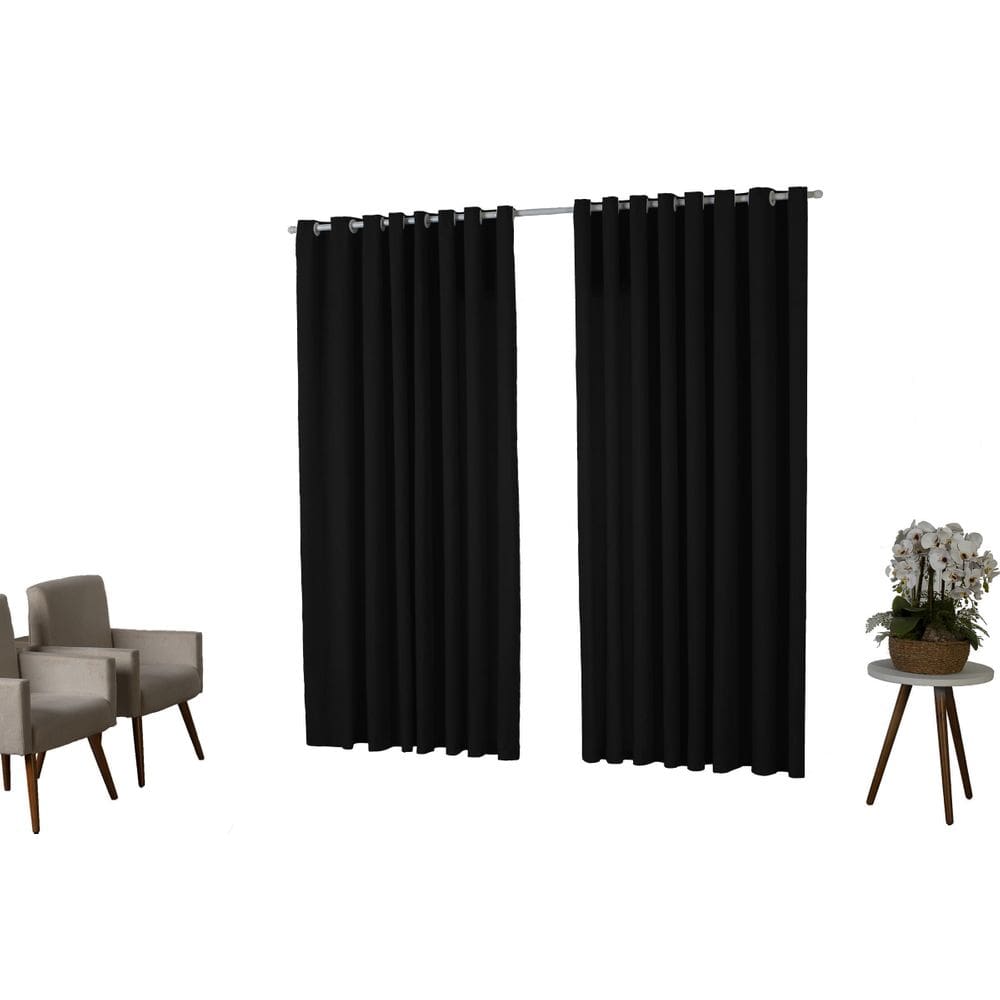 Cortina 3,00X2,50 Oxford Quarto Sala Porta Preto