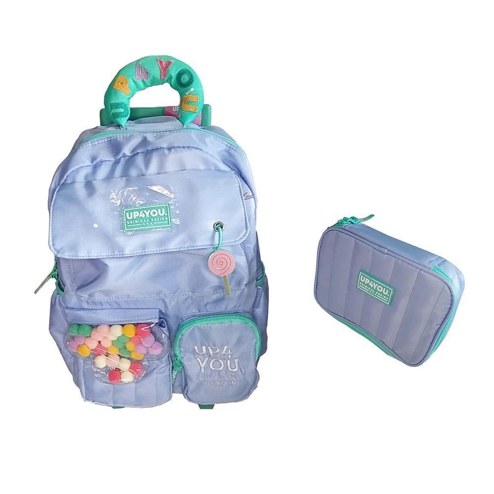 Kit Mochila De Rodinhas + Estojo Box Lilás - Up4You