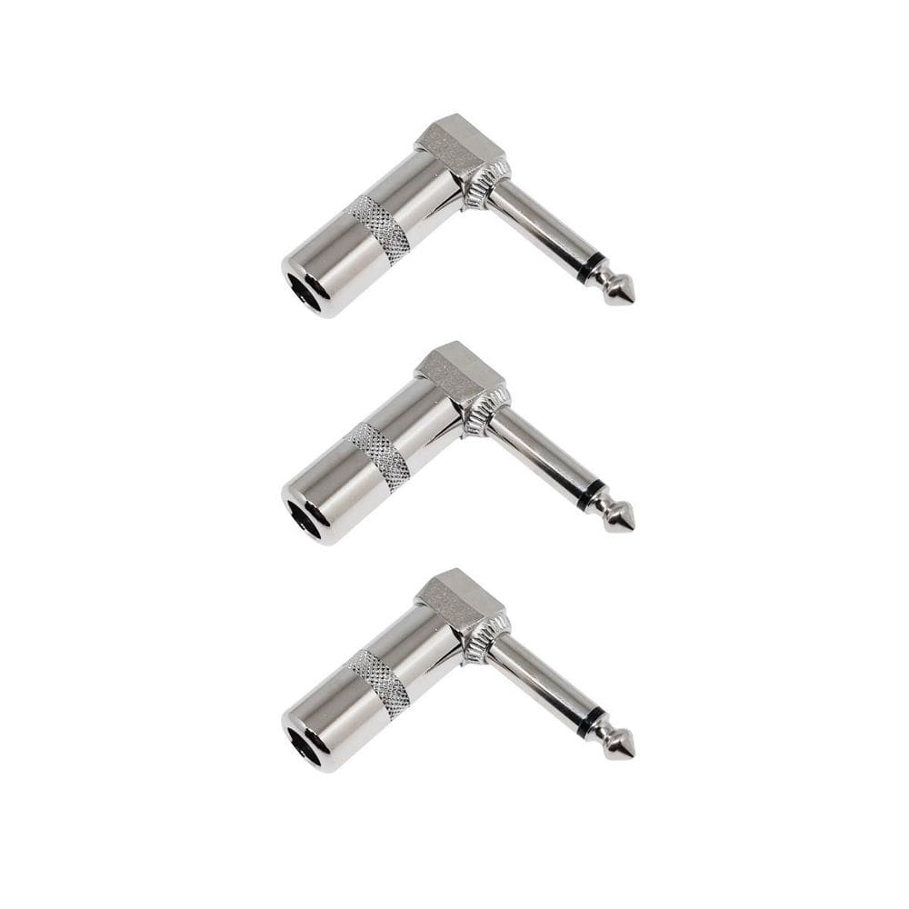Kit 3 Plugs P10 Macho Mono Em L Cromado 90º Profissional