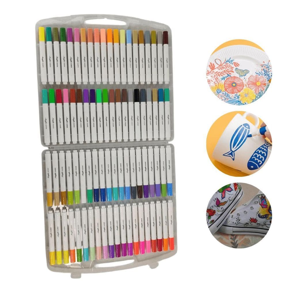 Kit 80 Canetas Marcador Acrílico Permanente Colorida Brush