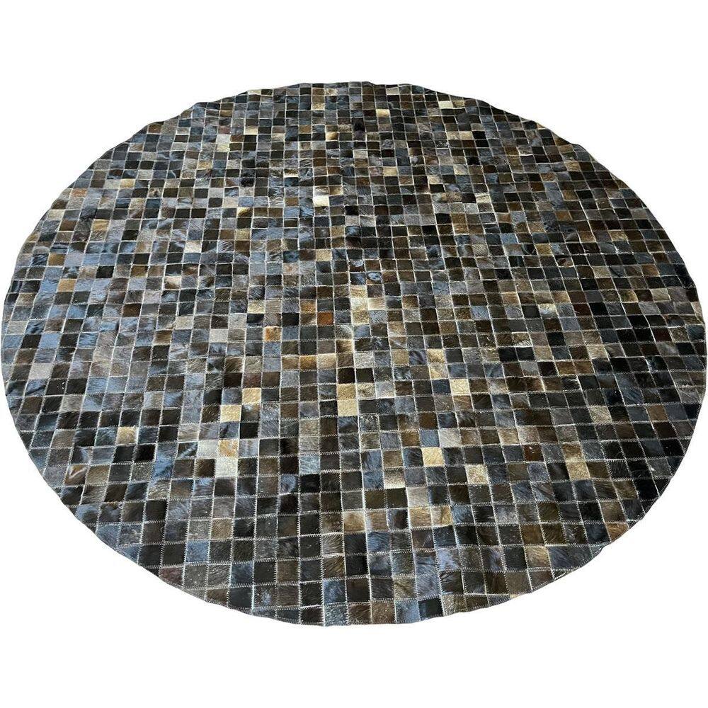 Tapete De Couro Redondo Marrom Café 2,00 Diâmetro Sb Pç 5X5