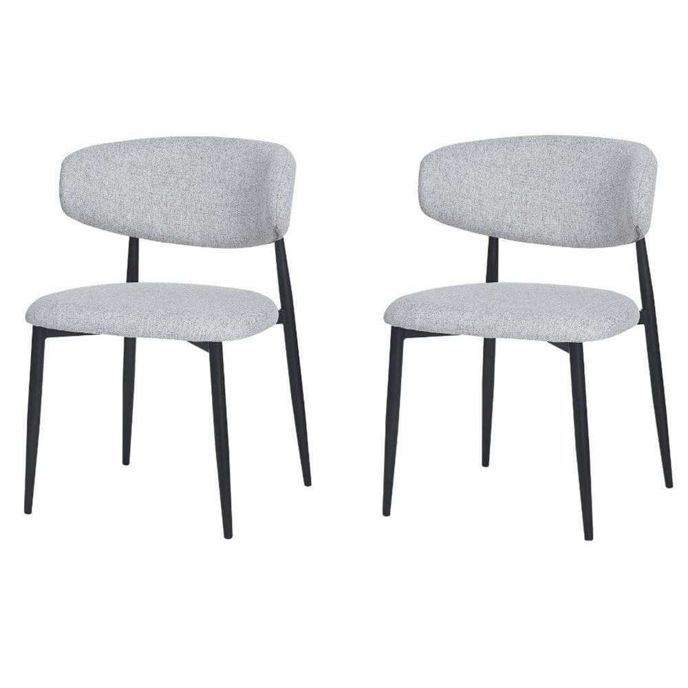 Kit 2 Cadeiras Napoli Agatha Fratini Assento Encosto Revestidos em Tecido Cinza Base Aço Preto