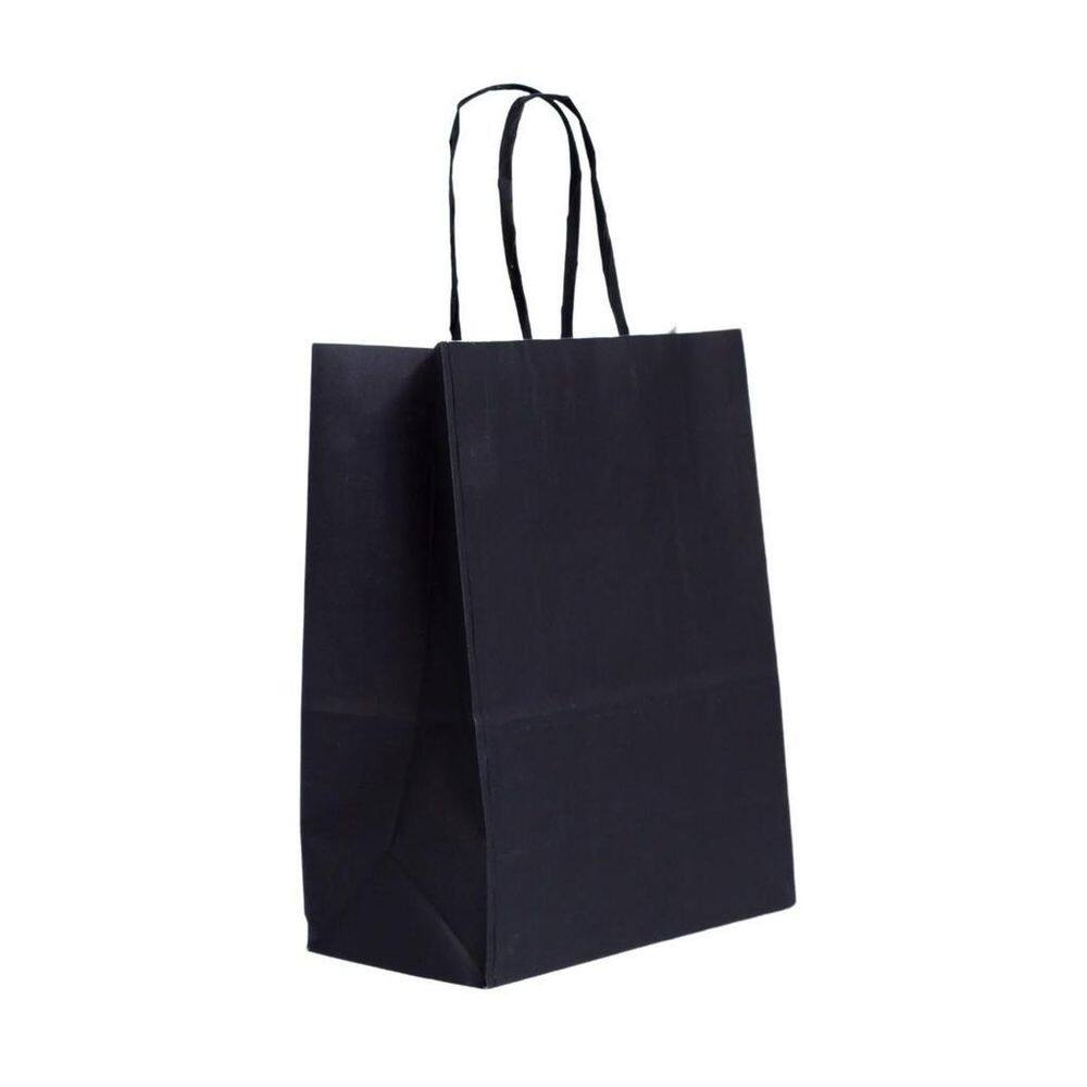 Sacolas Papel Kraft Presente Preta 17,5X8,5X21,5Cm 10 Unidad