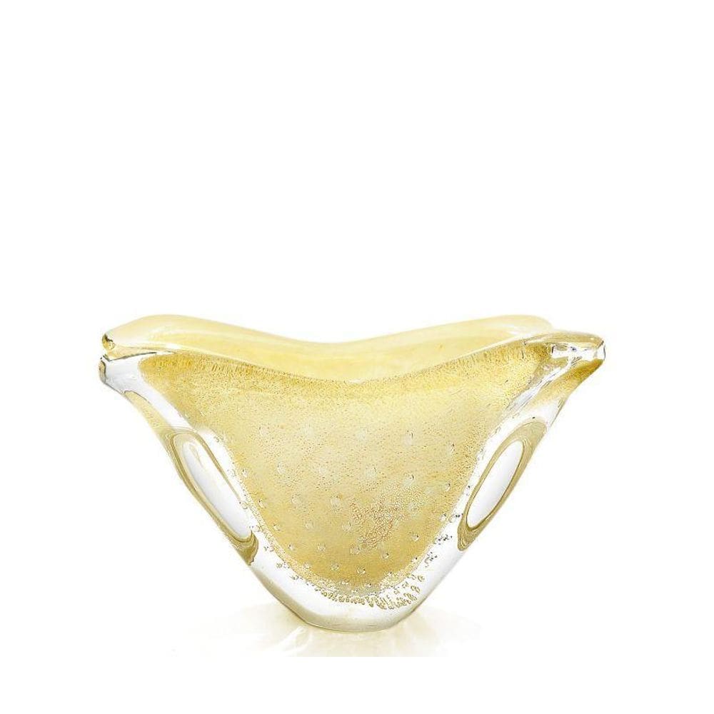 Vaso Em Cristal Murano Pérola Com Ouro 24K São Marcos 23Cm