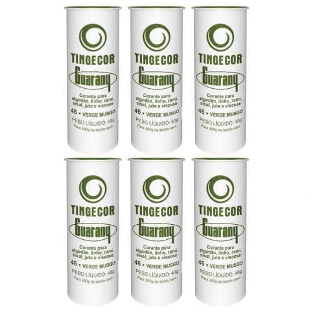 Tinta Tecido Tingecor Guarany 40G  6 Unidades  Verde Musgo
