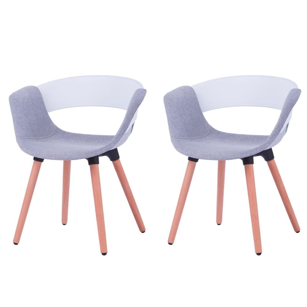 Kit 2 Cadeiras ANM6707F Turim Nicole Anima Office PP Branco Revestida PU Cinza Base Madeira