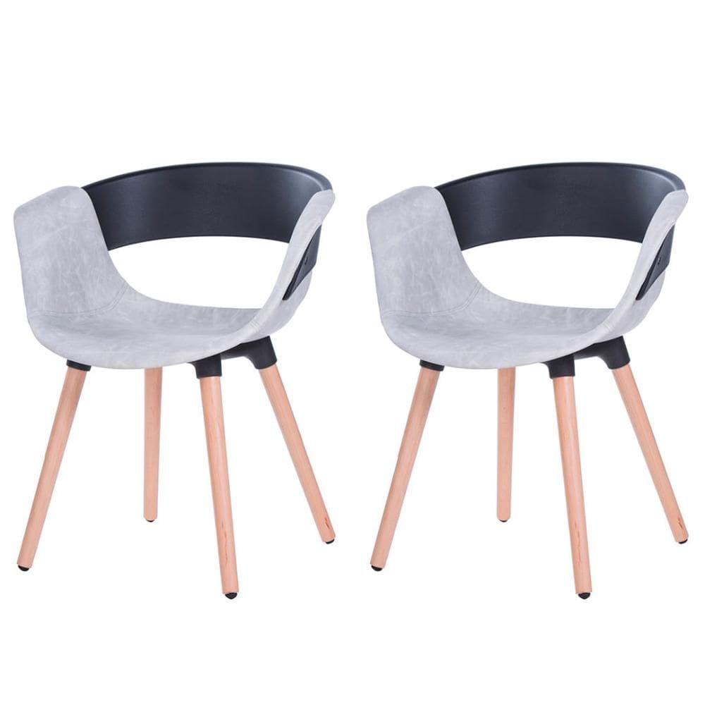 Kit 2 Cadeiras ANM6709F Turim Nicole Anima Office PP Preto Revestida PU Cinza Base Madeira