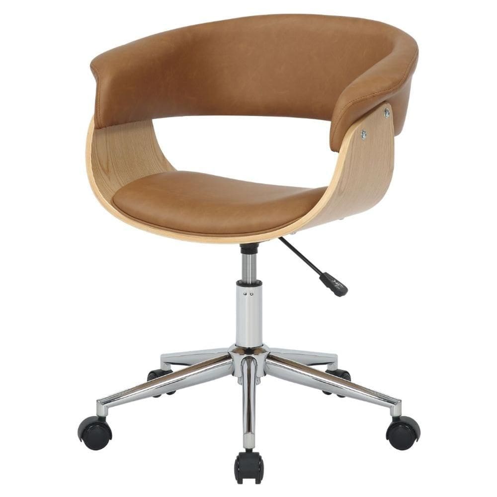 Cadeira Giratória Turim Nicole Fratini Madeira Multilaminada Revestida PU Caramelo Base Rodízio