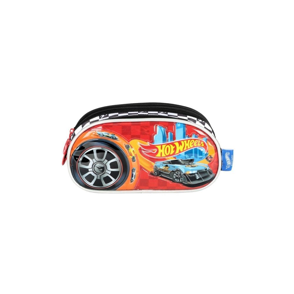 Estojo Escolar Triplo Penal Hot Wheels - Preto