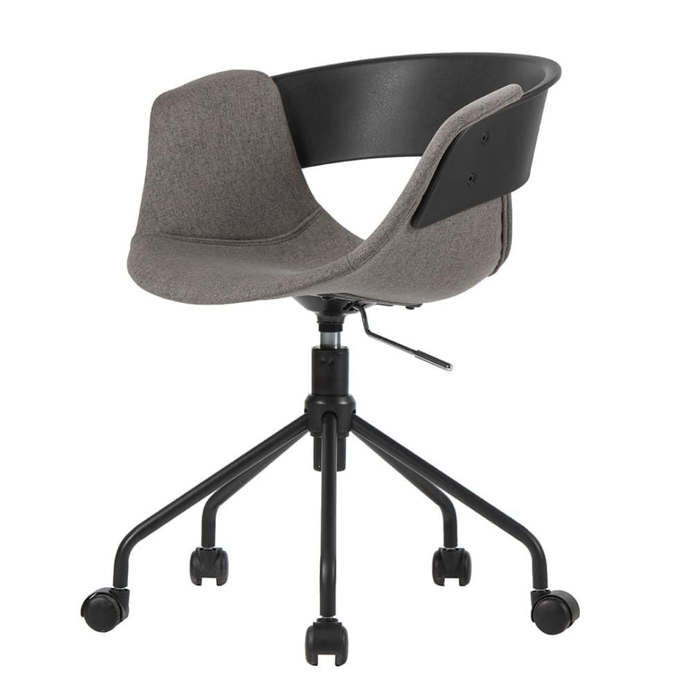 Cadeira ANM6711S Turim Nicole Anima Office PP Preto Revestida Tecido Cinza Escuro Base Rodízio Preto