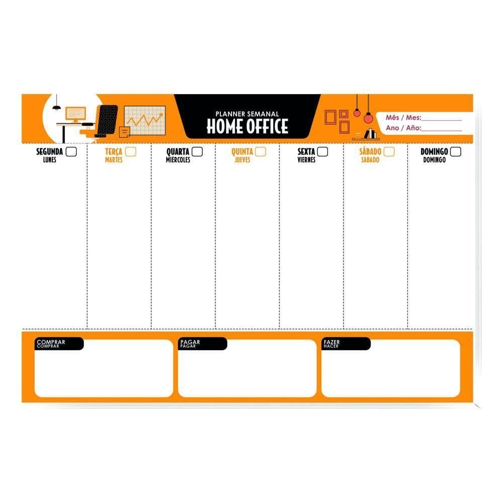 Planner Semanal Permanente 53Fls Home Office Bloco Animativa