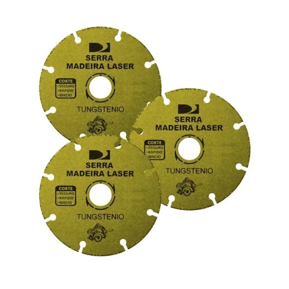 Kit 3 Disco Serra Madeira Laser Tungstênio 7.1/4`` 180Mm