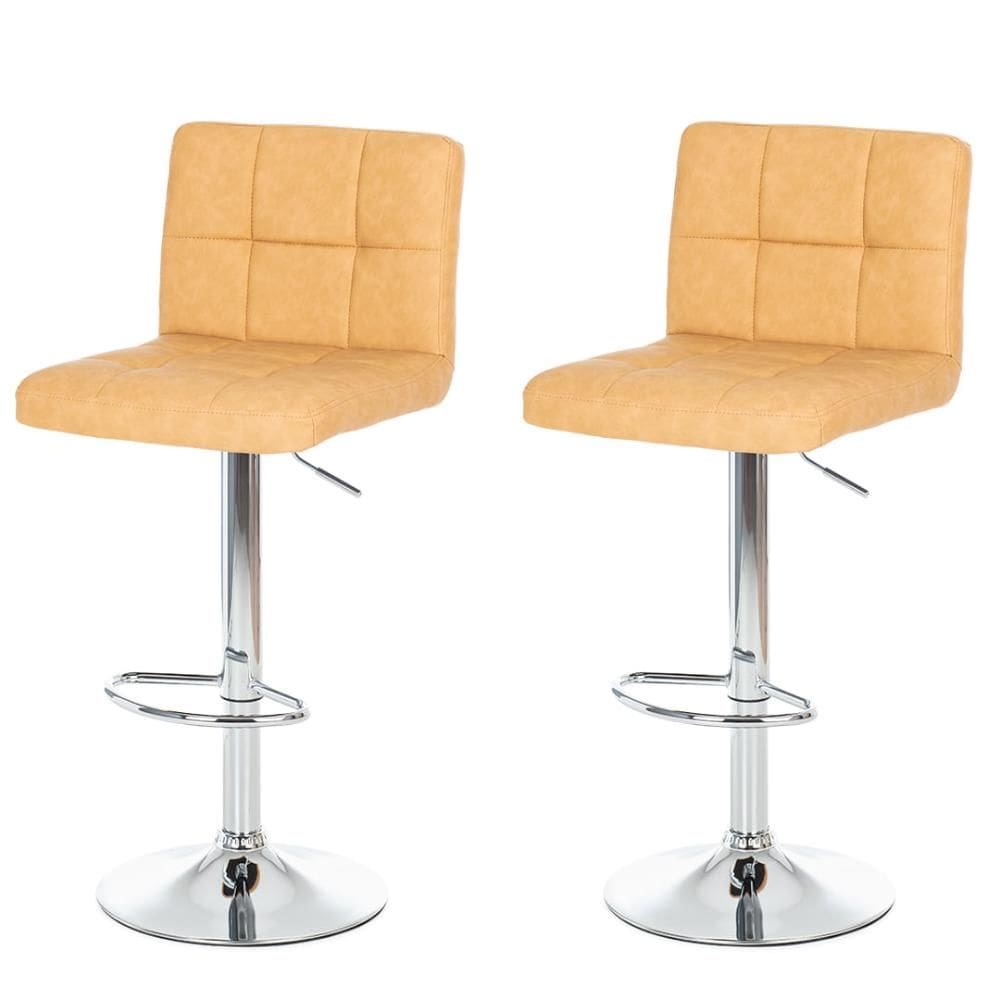 Kit 2 Banqueta Giratória ANM2800B Gomos Confort  Anima Office Estofada em PU Caramelo Base Cromada