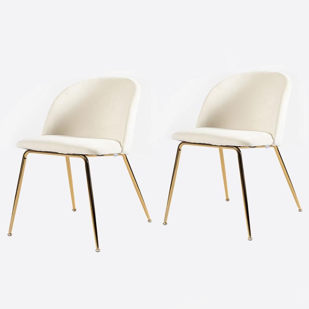Kit 2 Cadeiras ANM8100F Anima Office em Veludo Off White Base em Aço Dourado