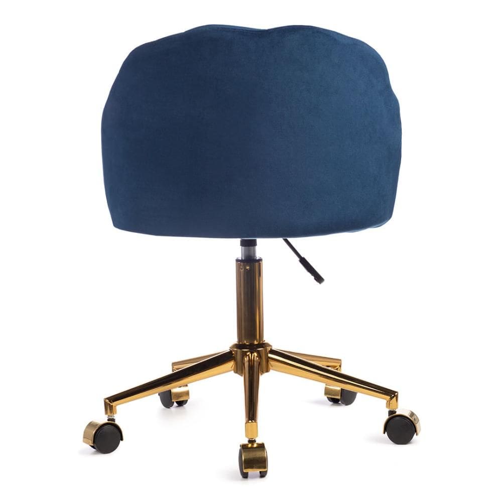 Cadeira ANM9700S Petala  Anima Office Revestida em Veludo Azul Marinho Base Rodízio Dourado
