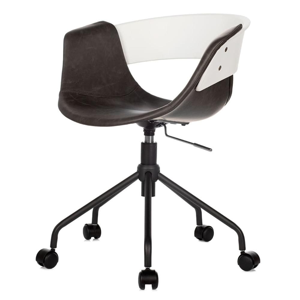 Cadeira ANM6712S Turim Nicole Anima Office PP Cinza Escuro Revestida PU Preto Base Rodízio Preto