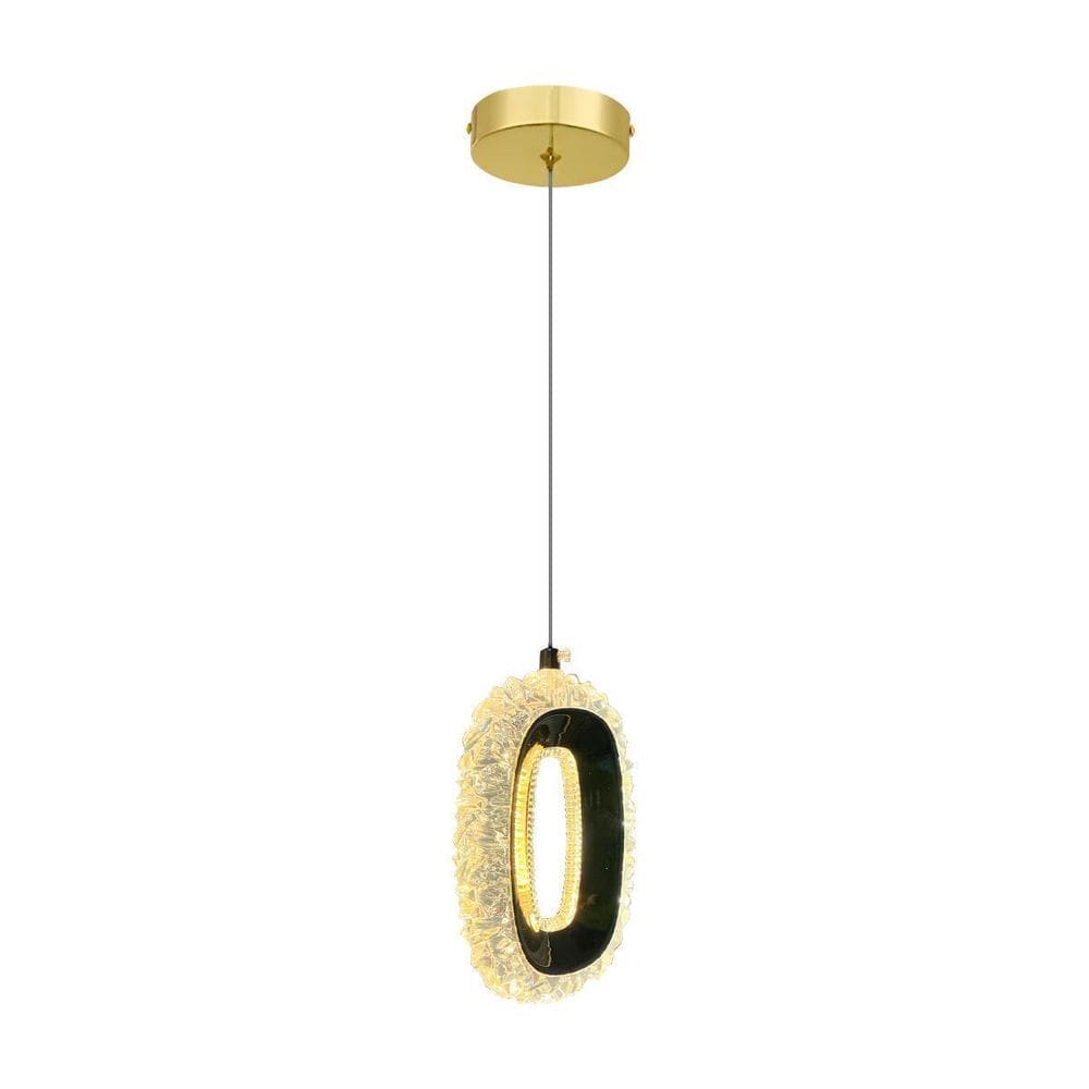 Pendente Taranto Cristal Led Oval Gold Lavabo Para Cabeceira