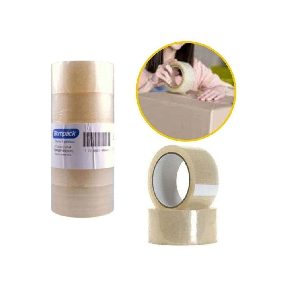 Fita Adesiva Transparente 45Mm X 100 Metros - 5 Unidades