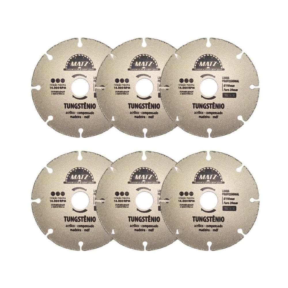 Kit 6 Disco Segmentado Tungstênio Para Madeira 110X20Mm Matz
