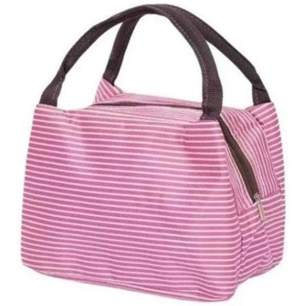 Bolsa Térmica Lancheira, Marmita Listrada Feminina Fitness