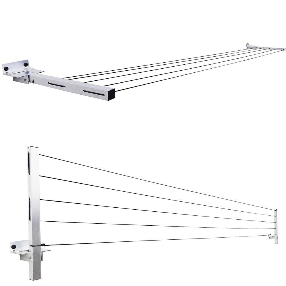 Varal Roupa Articulado Parede Aluminio Cabo De Aço Premier