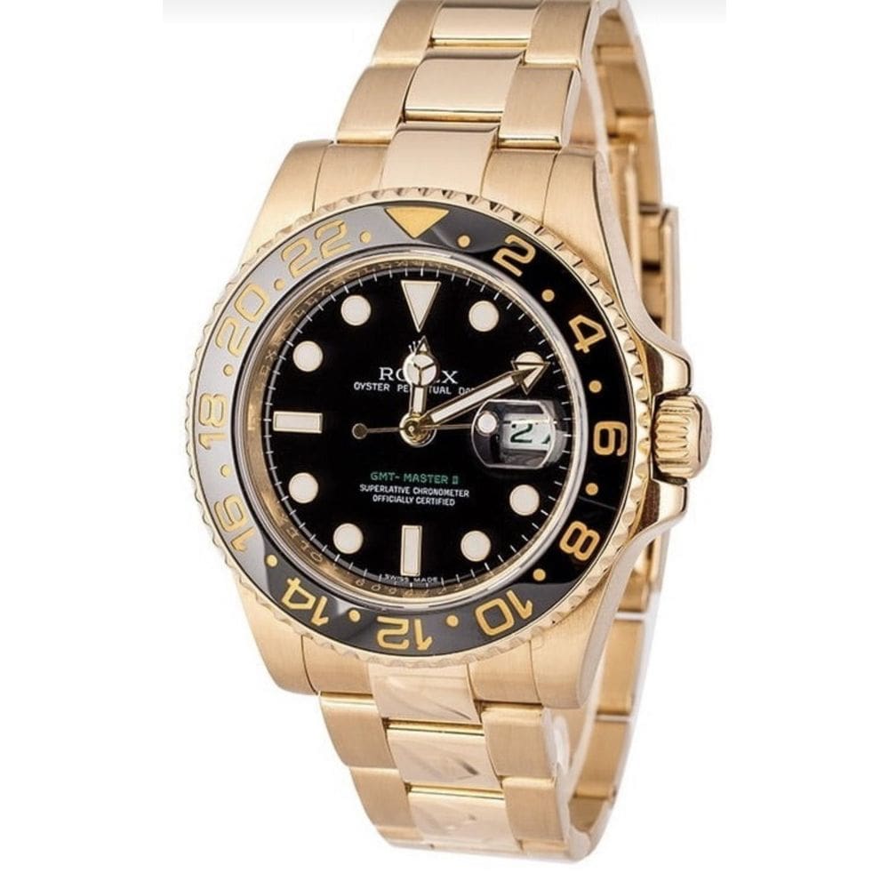 Relógio Eta Gmt Dourado Preto Aço 904L B Eta 2840 Automático