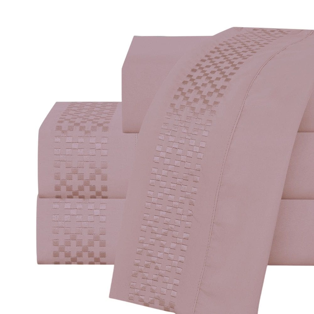 Jogo Lençol King Elegance Bordado 4pç 100% Poliéster - Malva