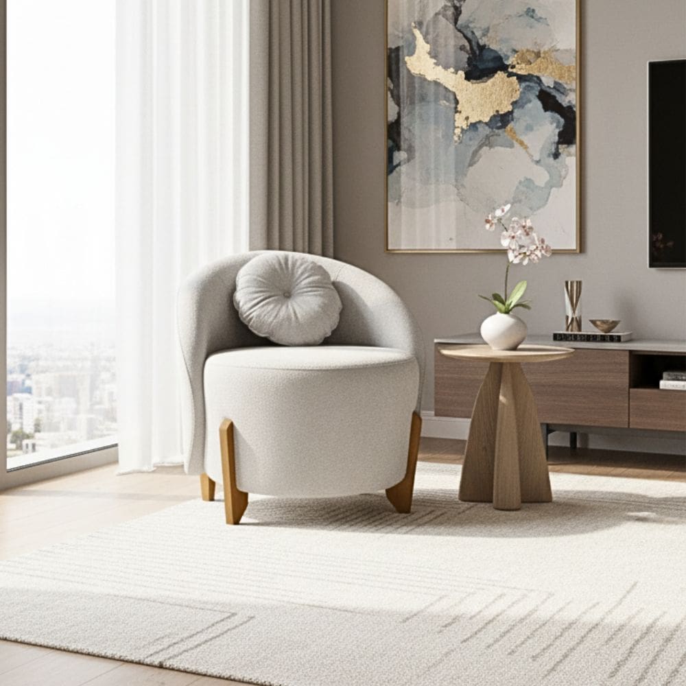 Poltrona Orgânica Curva Amsterdã Boucle Cinza Claro - Montanari`s Decor