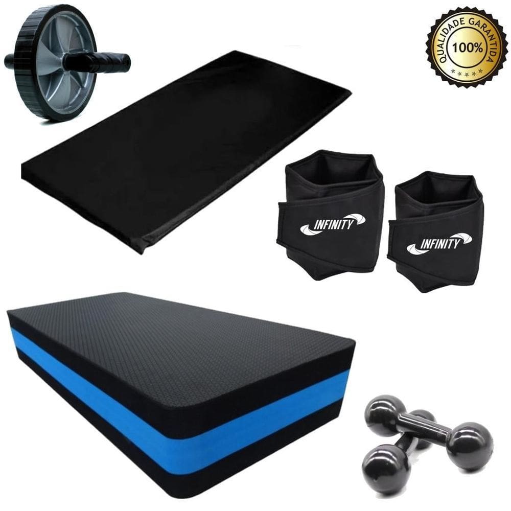 Kit Caneleira 4 Kg+Step + Halter 3K+Colchonete+Roda