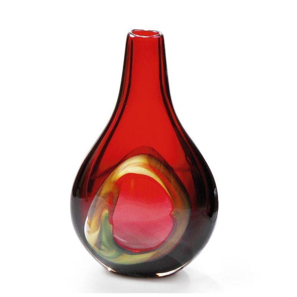 Vaso Em Cristal Murano Vermelho - São Marcos 34Cm