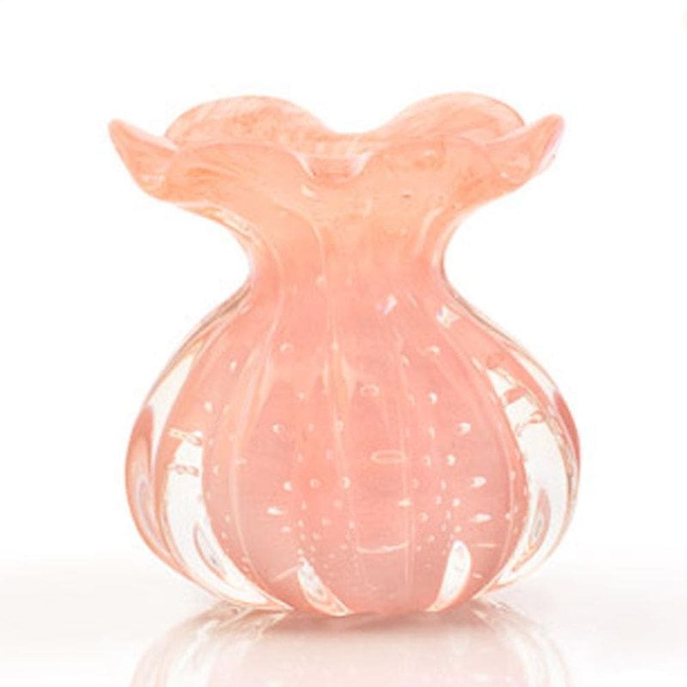 Vaso Trouxinha Em Cristal Murano Rosa - São Marcos 12Cm
