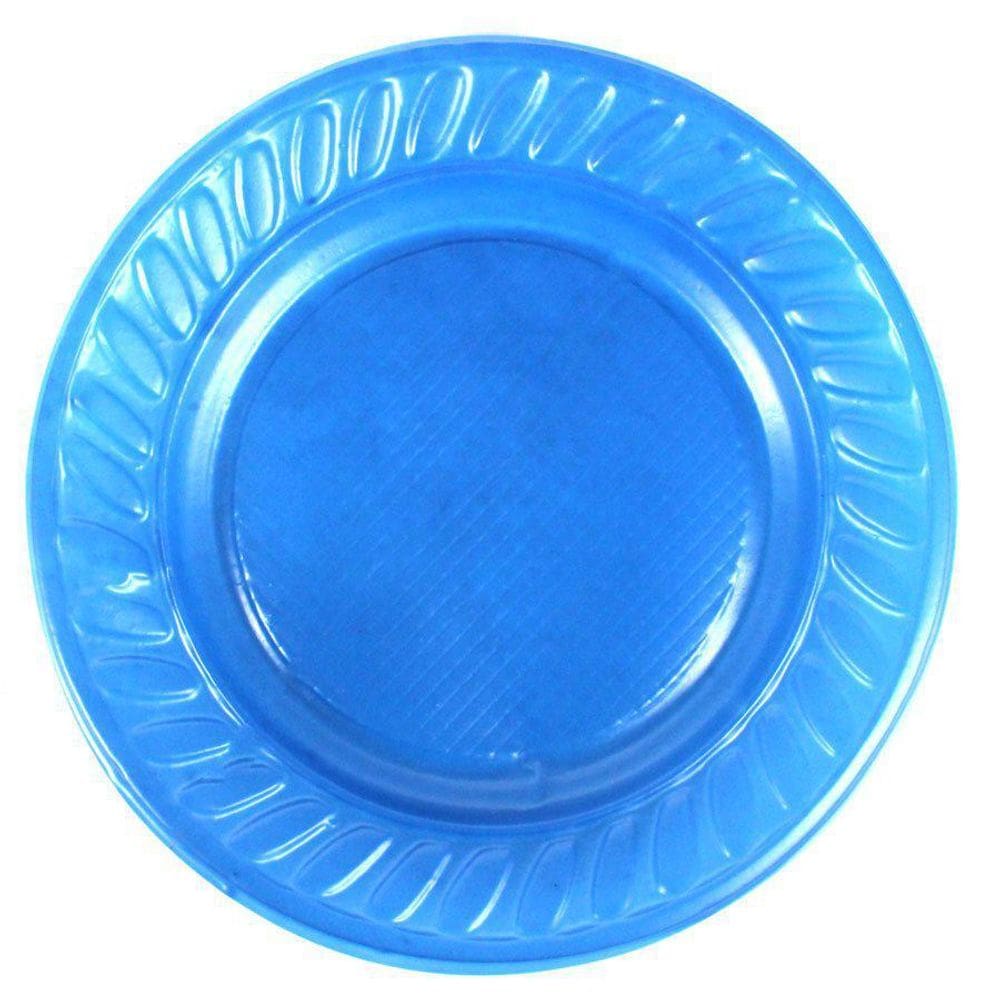 Prato De Plástico Descartável Azul Escuro 15Cm - 10 Unidades