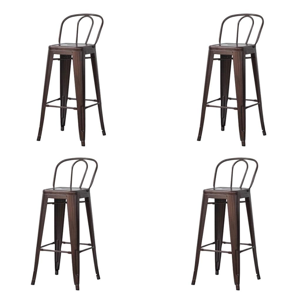Kit 4 Banquetas Altas ANM6990B Iron Tolix Titan Anima Office Encosto Alto Bronze