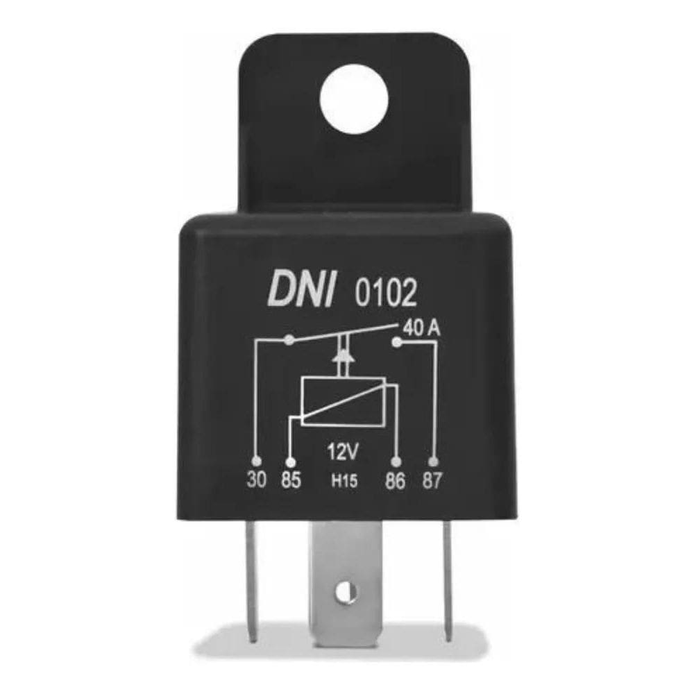 Rele Auxiliar 12V 40A 4 Pinos Com Suporte Universal Dni0102