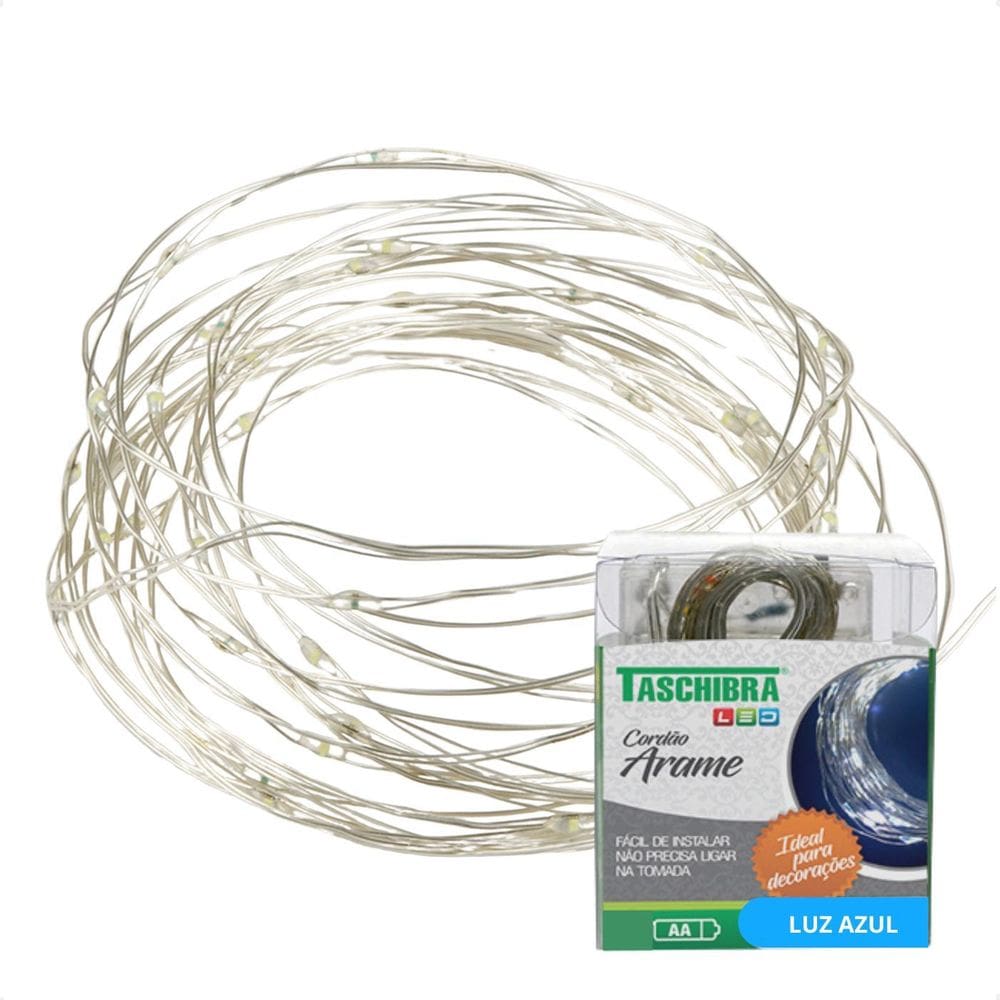 Fio De Luz Fada Cordão Led 5M 50 Leds A Pilha Taschibra Azul