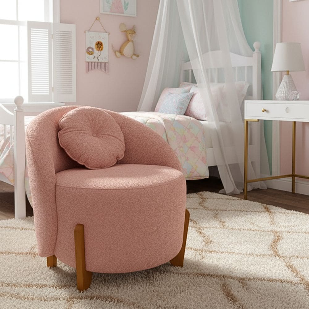 Poltrona Orgânica Curva Amsterdã Boucle Rosa - Montanari`s Decor