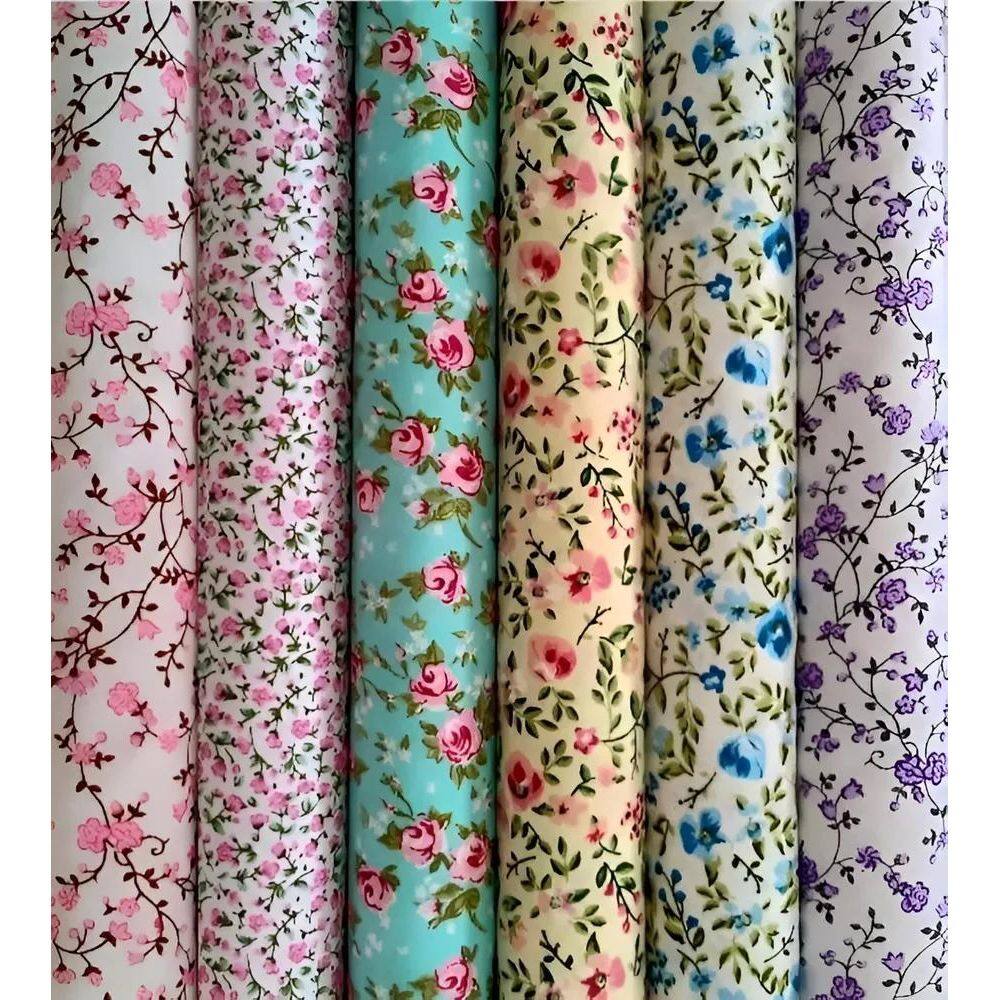 2X Kit 6 Estampas Floral 40X75Cm Tecido Tricoline 100% Algod