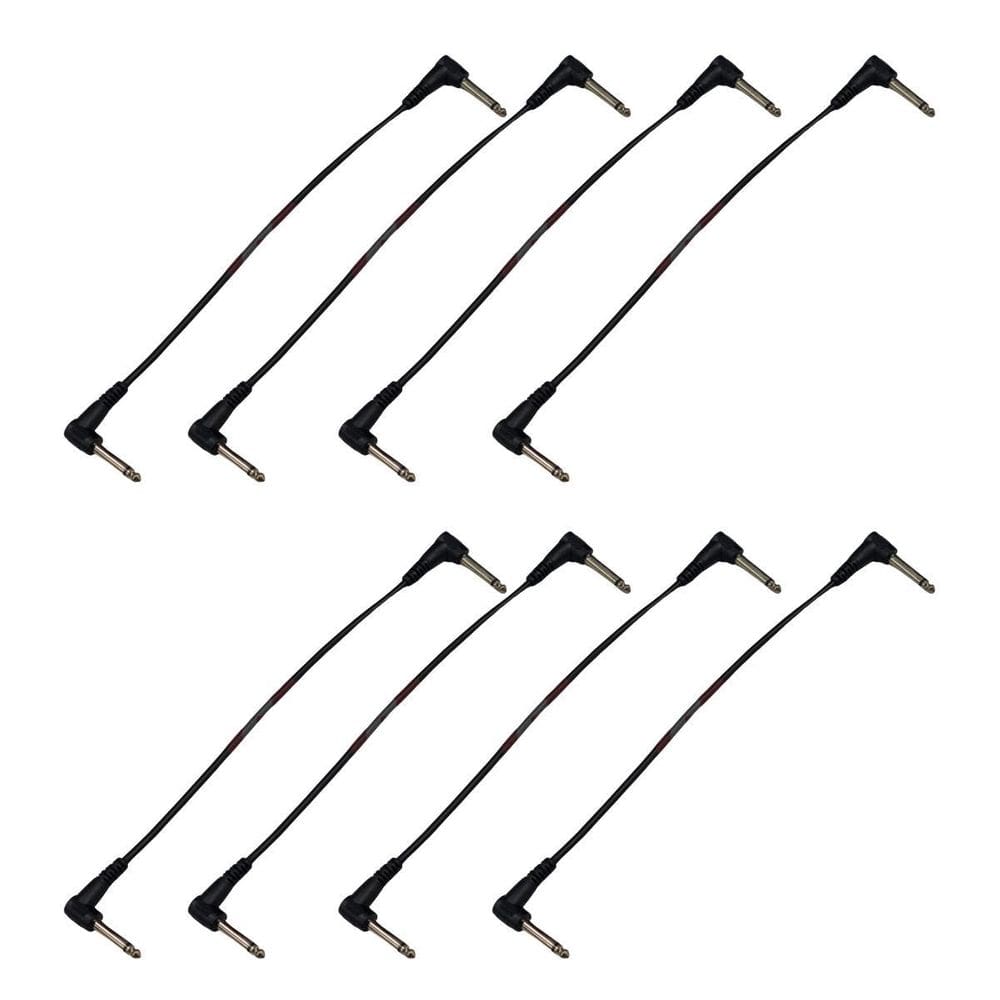 Kit 8 Cabo P10 90º Em L Para Pedal Efeitos 25Cm Preto Mxt