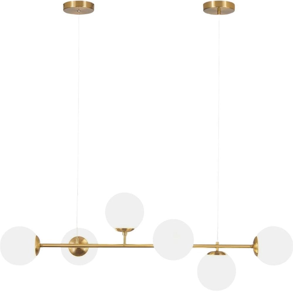 Luminária Lustre 110Cm Jabuticaba 6 Globos Vidro Pendente