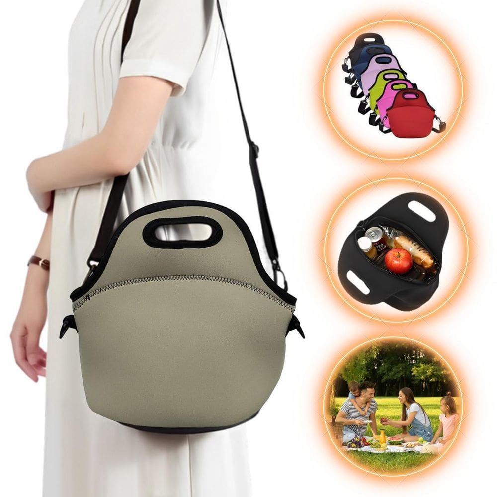 Bolsa Lancheira Térmica Neoprene Adulto Infantil Cor Bege